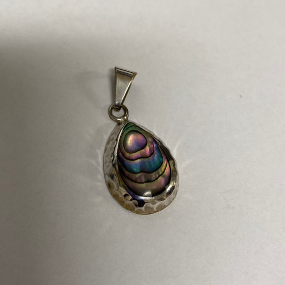 Vintage 925 Sterling Silver Albalone Pendant - Picture 2 of 5
